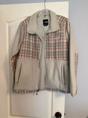 The North Face Beige Cream Plaid Fleece Jacket